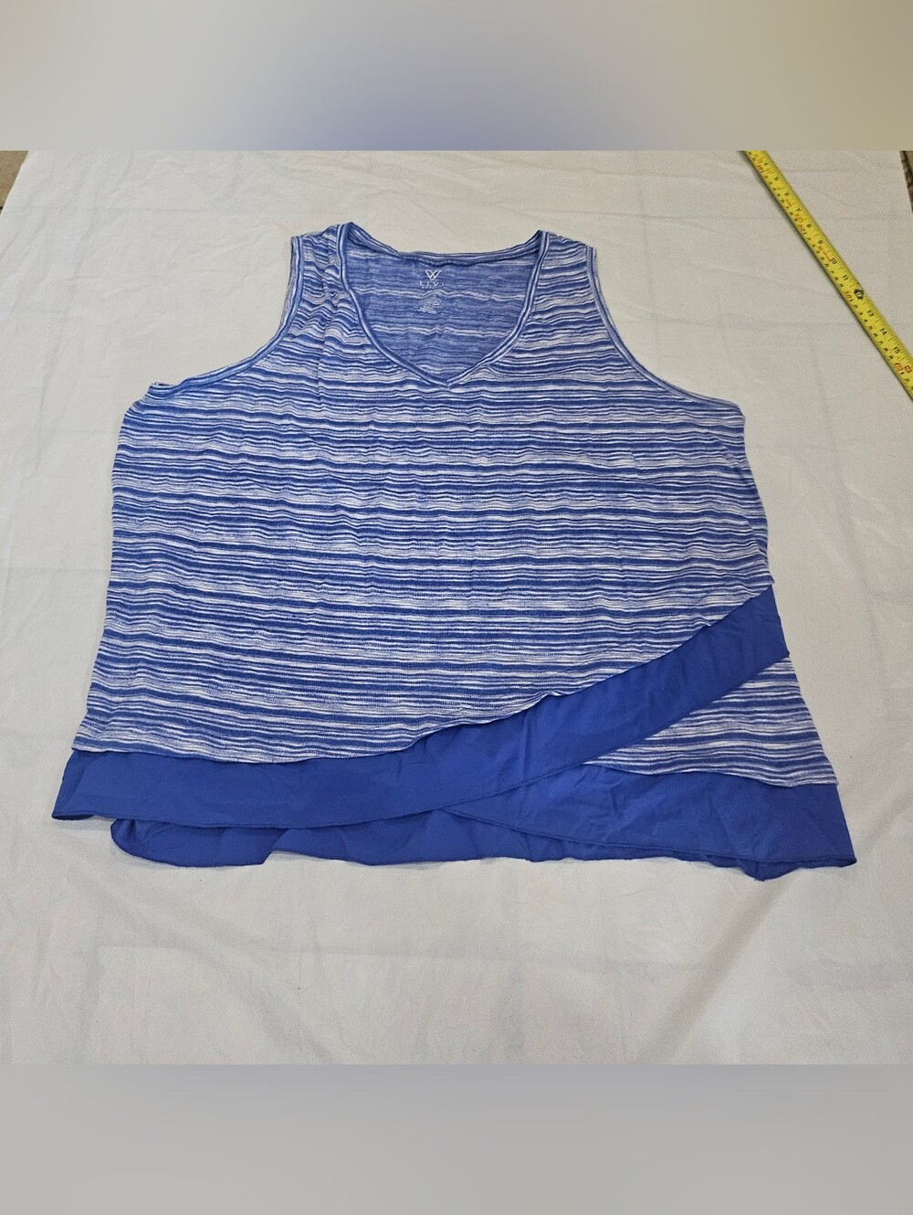 Livi Active Lane Bryant Plus Size Tank Top 22/24 Blue Striped Asymmetrical